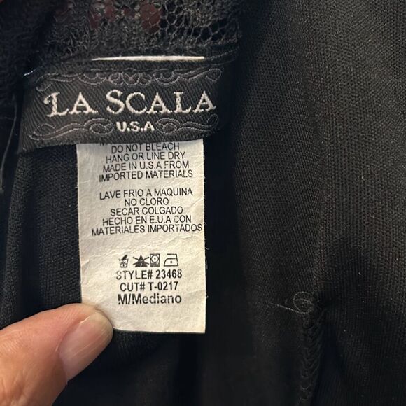 #243 La Scala Beautiful black lace with sequence, special occasion dress M - Picture 11 of 12
